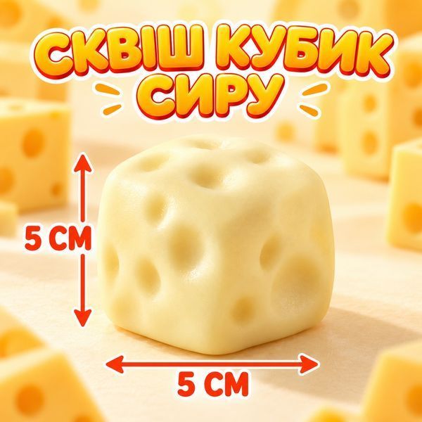 Антистреси - Сквіш Кубик Сиру мʼякий антистрес Squishy Cheese гарно відновлює форму в коробці 5см