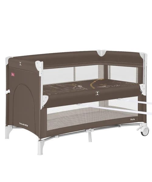 Детские кроватки и манежи - Манеж детский Carrello Porta CRL-18103 Chocolate Brown 125&times;65 см, дорожная сумка, 2 уровня дна, колеса, матрас