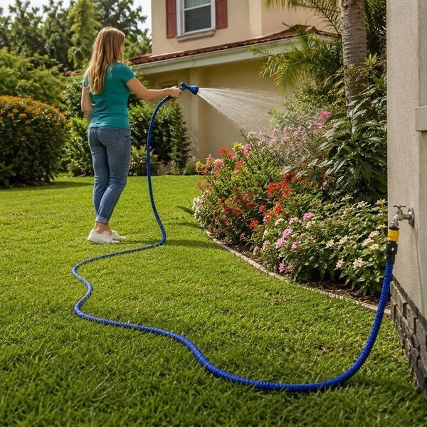 Товари для дому - Шланг для поливу X-HOSE 15-30 м з розпилювачем 7 режимів Садовий компактний розтяжний шланг