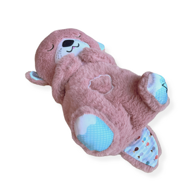 М'які іграшки - Мʼяка іграшка нічник Видра для сну рожевого кольору