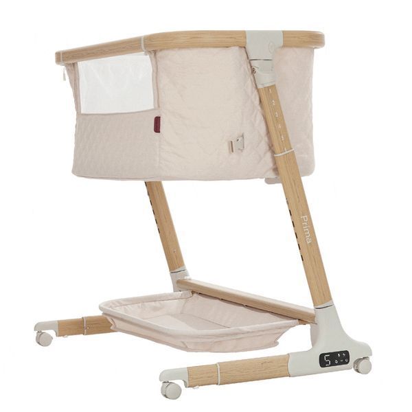 Детские кроватки и манежи - Приставная кроватка Carrello Prima CRL-16503 Honey Beige электронное укачивание 4 колеса 5 скоростей качания таймер пульт ДУ матрас