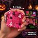 Антистреси - Сквіш кубик льоду NeeDoh Nice Cube Halloween 5,5 см Прозорий гелевий куб антистрес Нідл з привидами та павуками Рожевий