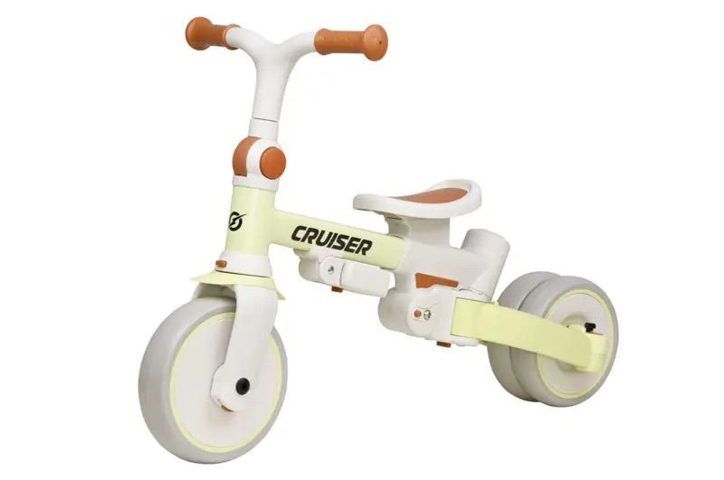 Беговелы, толокары - Трехколесный беговел-трансформер 3 в 1 Maraton Tri-cycle Cruiser Milano 001 с родительской ручкой Бежевый