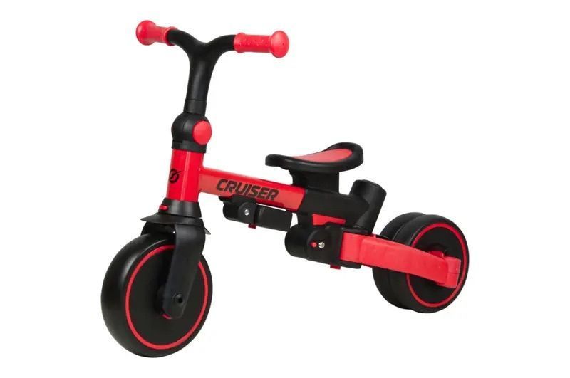 Беговелы, толокары - Трехколесный беговел-трансформер 3 в 1 Maraton Tri-cycle Cruiser Milano 001 с родительской ручкой Красный