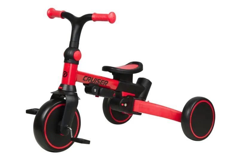 Беговелы, толокары - Трехколесный беговел-трансформер 3 в 1 Maraton Tri-cycle Cruiser Milano 001 с родительской ручкой Красный