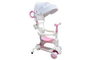 Самокати - Дитячий самокат-трансформер CITY LINE Smart Baby 669 Pink 3 в 1 з батьківською ручкою та дашком Рожевий