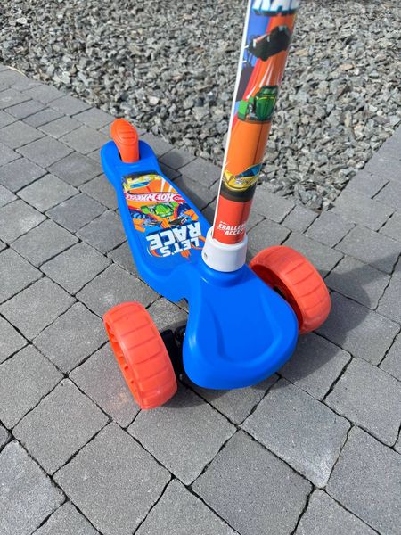 Самокати - Самокат дитячий Хот Вілс 3-х колісний  колеса з підсвічуванням Hot Wheels синій