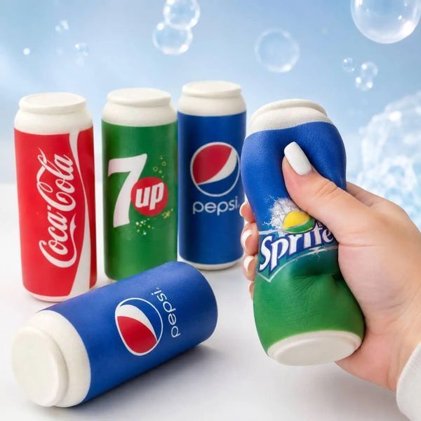 Антистреси - Сквіш антистрес банка Coca-Cola Pepsi Sprite 7Up Сквіш Пепсі Спрайт Кола 1 шт випадковий дизайн 10 см