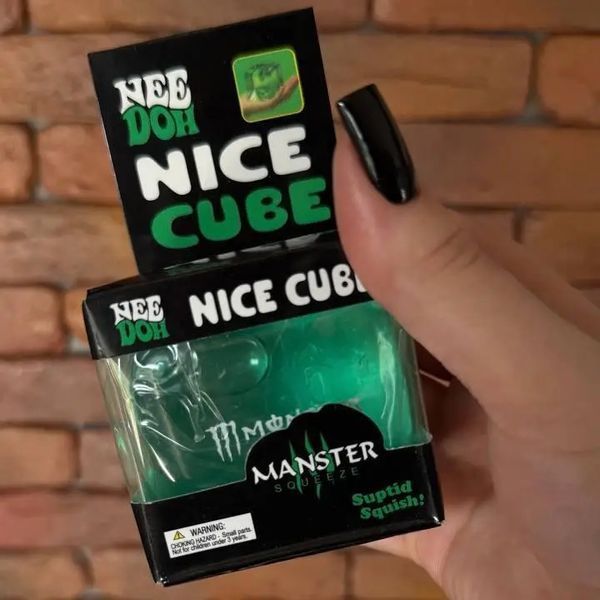 Антистреси - Сквіш Кубик льоду іграшка-антистрес Monster з гелевим наповненням 5,5 см Зелений