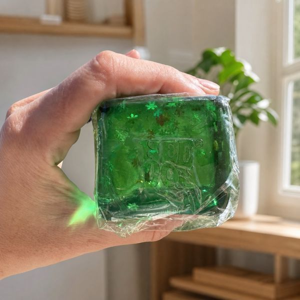 Антистрессы - Сквиш антистресс Кубик льда NeeDoh Nice Cube Нидл со звездочками 5,5 см Зеленый