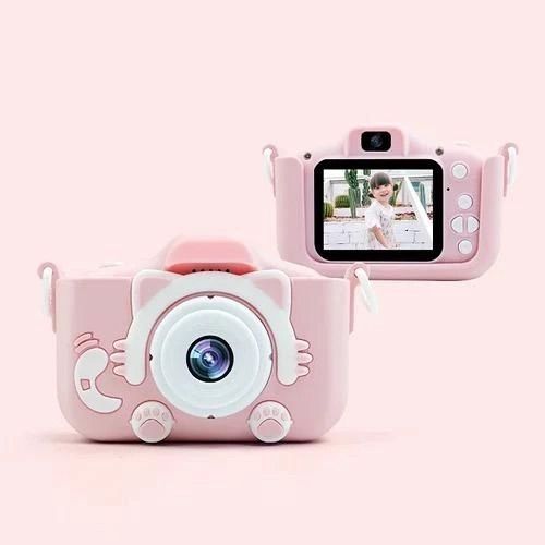 Інтерактивні іграшки - Дитячий цифровий фотоапарат Котик з екраном 2 дюйма в силіконовому чохлі Kitty з вбудованими іграми і картою Рожевий