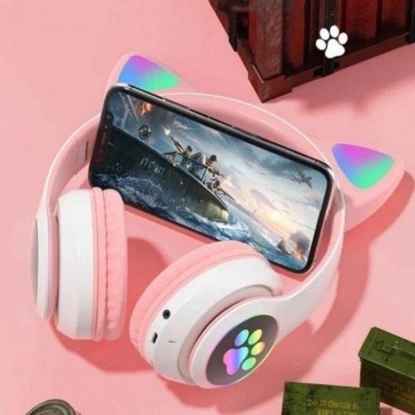 Интерактивные игрушки - Беспроводные наушники "Котики" с подсветкой Bluetooth CAT EAR Розовые