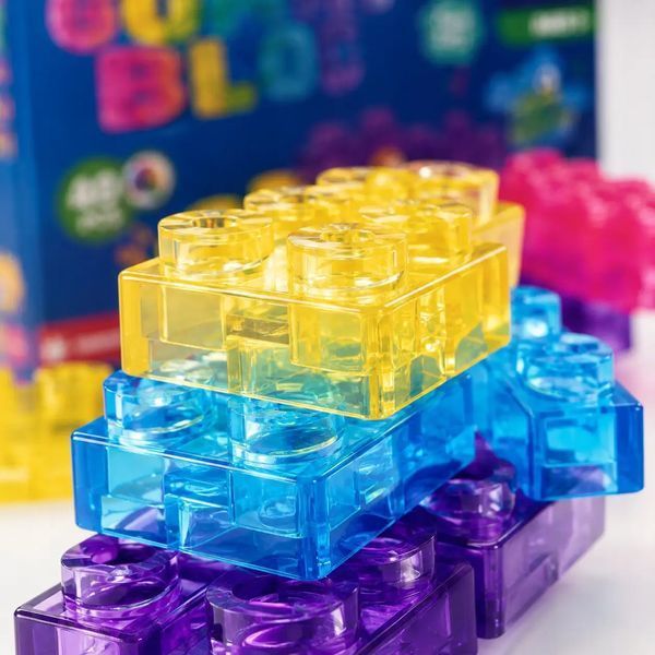 Конструктори - Конструктор з м&rsquo;якого силікону Magic Gummy Bloc 40 деталей &ndash; сенсорний дитячий конструктор з прозорими еластичними блоками