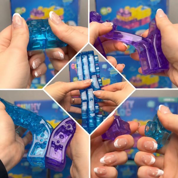 Конструктори - Конструктор з м&rsquo;якого силікону Magic Gummy Bloc 40 деталей &ndash; сенсорний дитячий конструктор з прозорими еластичними блоками
