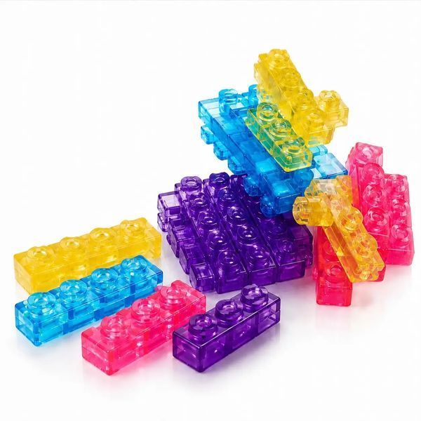 Конструктори - Конструктор з м&rsquo;якого силікону Magic Gummy Bloc 40 деталей &ndash; сенсорний дитячий конструктор з прозорими еластичними блоками
